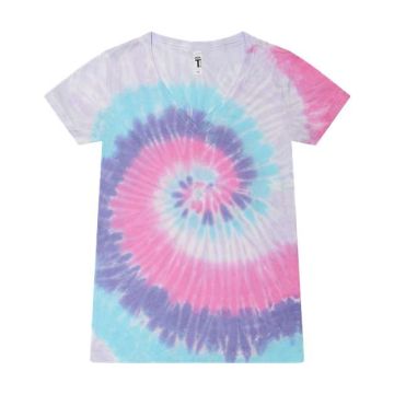 Colortone 1075 Women's Tie-Dyed V-Neck T-Shirt