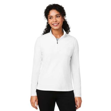Devon & Jones DG425W Women's Raleigh Stretch Quarter-Zip Pullover - White