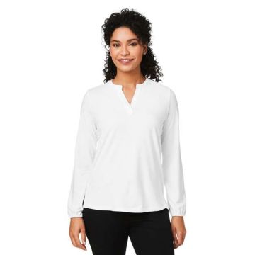 Devon & Jones DP122W Women's Raleigh Half-Placket Knit Top - White