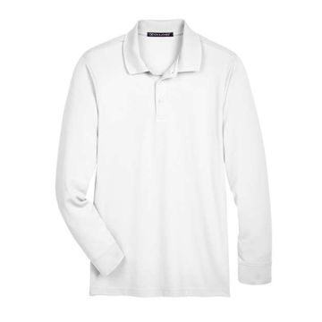 Devon & Jones DG20LT CrownLux Performance® Tall Plaited Long Sleeve Polo - White