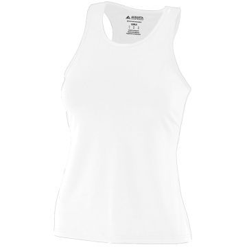 Augusta Sportswear 1203 Girls Poly/Spandex Solid Racerback Tank - WHITE