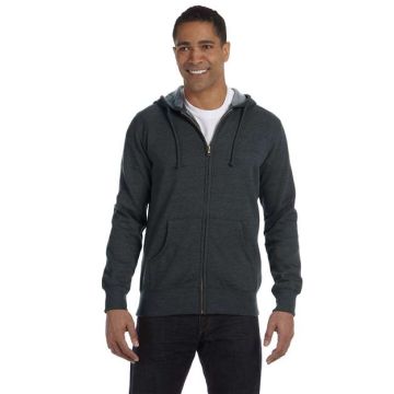 Econscious EC5680 Heathered Full-Zip Hooded Sweatshirt - Charcoal