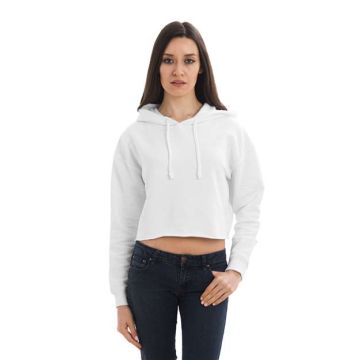 Lane Seven LS12000 Women's Cropped Fleece Hooded Sweatshirt - White
