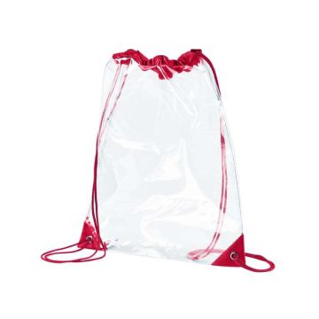Bagedge BE253 PVC Clear Drawstring Bag - Red