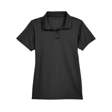 Harriton M315W Women's Polyester Jersey Polo - Black