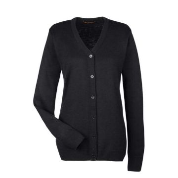 Harriton M425W Women's Pilbloc V-Neck Button Cardigan Sweater - Black