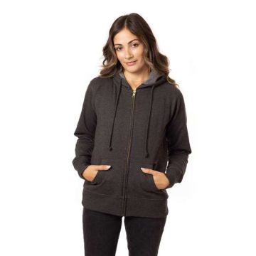 Econscious EC4580 Women's Heathered Full-Zip Hooded Sweatshirt - Charcoal