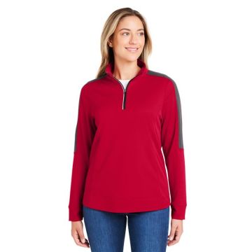 Core365 CE404W Women's Market Snag Protect Mesh Colorblock Quarter-Zip Pullover