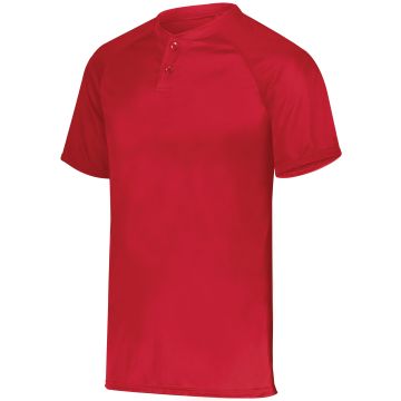 Augusta Sportswear 1566 Youth Attain Wicking Two-Button Baseball Jersey - RED