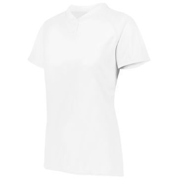 Augusta Sportswear 1567 Ladies Attain Wicking Two-Button Softball Jersey - WHITE