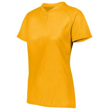 Augusta Sportswear 1567 Ladies Attain Wicking Two-Button Softball Jersey - GOLD