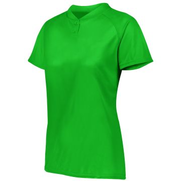 Augusta Sportswear 1567 Ladies Attain Wicking Two-Button Softball Jersey - KELLY