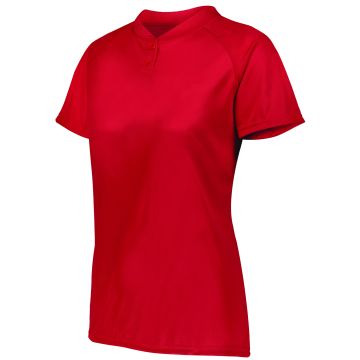 Augusta Sportswear 1567 Ladies Attain Wicking Two-Button Softball Jersey - RED