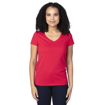 Threadfast Apparel 200RV Ladies' Ultimate CVC V-Neck T-Shirt - RED
