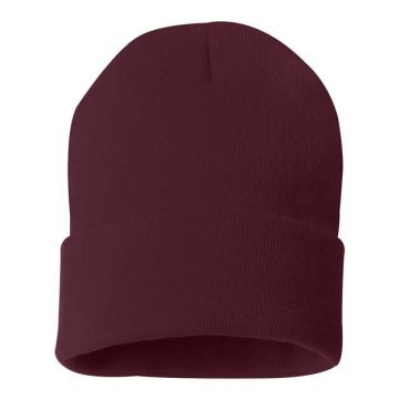 Sportsman SP12 12" Solid Cuffed Beanie - One Size - Maroon