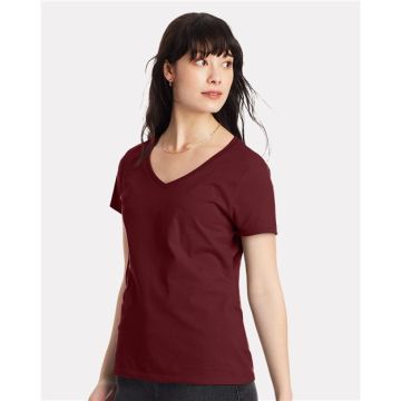 Hanes S04V Perfect-T Women’s V-Neck T-Shirt - S - Purple