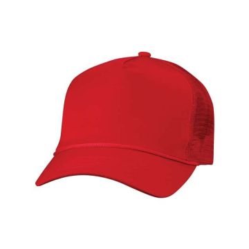Valucap 8804H Five-Panel Trucker Cap - Adjustable - Red