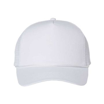 Valucap 8804H Five-Panel Trucker Cap - Adjustable - White
