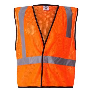 Kishigo 1193-1194 Economy Single Pocket Hook-and-Loop Mesh Vest - L/XL - Orange