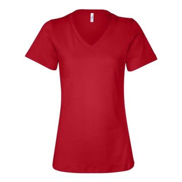 Bella + Canvas 6405 Women’s Relaxed Jersey V-Neck Tee - S - Red