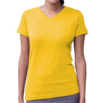 LAT 3507 Ladies' V-Neck Fine Jersey T-Shirt - YELLOW