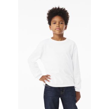Bella + Canvas 3511Y Youth 6 oz Heavyweight Long Sleeve T-Shirt - WHITE