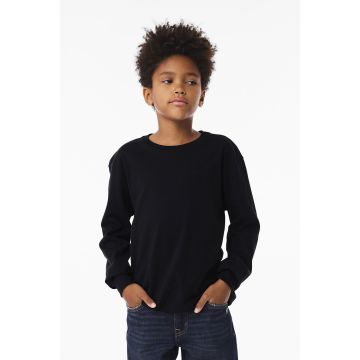 Bella + Canvas 3511Y Youth 6 oz Heavyweight Long Sleeve T-Shirt - BLACK
