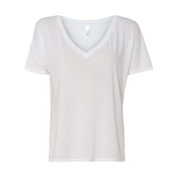 Bella + Canvas 8815 Women’s Slouchy V-Neck Tee - S - White