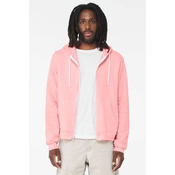 Bella + Canvas 3739 Unisex Sponge Fleece Full-Zip Hooded Sweatshirt - PINK