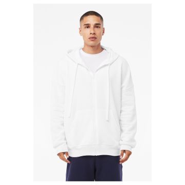 Bella + Canvas 3759 Unisex Sponge Fleece DTM Full-Zip Hooded Sweatshirt - WHITE