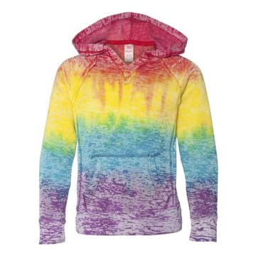 Mv Sport W1162Y Girls Courtney Burnout V-Notch Hooded Sweatshirt