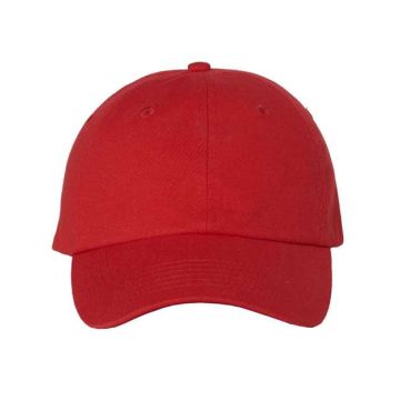 Valucap VC350 Bio-Washed Chino Twill Cap - Adjustable - Red