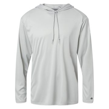 Badger 4105 Unisex B-Core Long-Sleeve Performance Hooded T-Shirt - SILVER