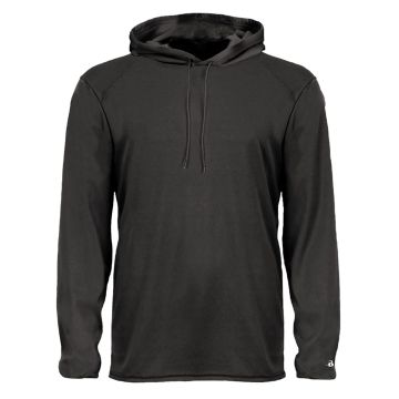 Badger 4105 Unisex B-Core Long-Sleeve Performance Hooded T-Shirt - BLACK