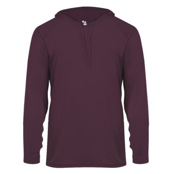 Badger 4105 Unisex B-Core Long-Sleeve Performance Hooded T-Shirt - MAROON