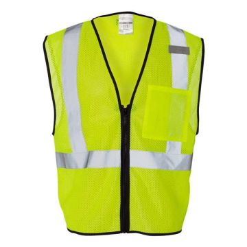 Kishigo 1519-1520 Single Pocket Zipper Mesh Class 2 Vest - L/XL - Lime