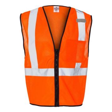 Kishigo 1519-1520 Single Pocket Zipper Mesh Class 2 Vest - 4/5XL - Orange