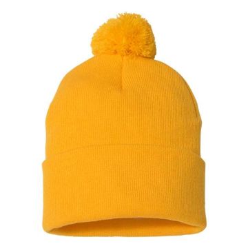 Sportsman SP15 12" Pom-Pom Cuffed Beanie - One Size - Gold