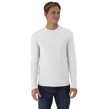 Hanes 484L Unisex Cool-Dri Cotton Touch Long-Sleeve T-Shirt - WHITE