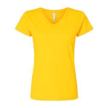 Lat 3507 Women's Fine Jersey V-Neck Tee - S - Yellow