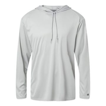 Badger 4105 B-Core Hooded Long Sleeve T-Shirt - 2XL - Silver
