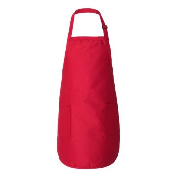 Q-tees Q4350 Full-Length Apron with Pockets - One Size - Red