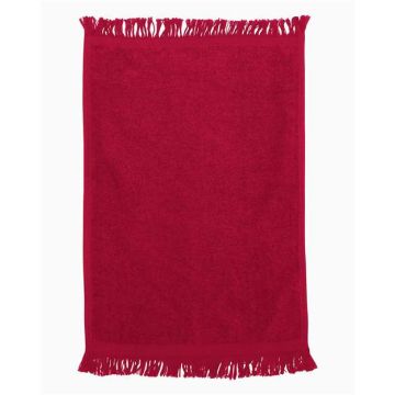 Q-tees T100 Fringed Fingertip Towel - One Size - Red