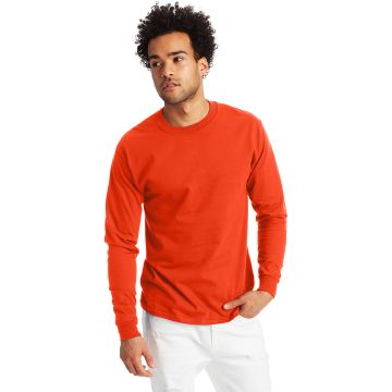 Hanes 5186 Adult Long-Sleeve Beefy-T? - ORANGE