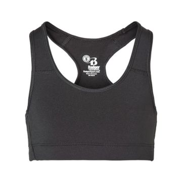 Badger 2636 Girls' B-Sport Bra Top - XS - Black
