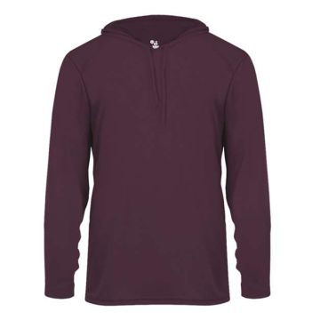 Badger 4105 B-Core Hooded Long Sleeve T-Shirt - XS - Maroon