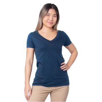 Bayside 5875 Women's Fine Jersey V-Neck T-Shirt