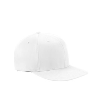 Flexfit 6297F Adult Wooly Twill Pro Baseball On-Field Shape Cap with Flat Bill - WHITE