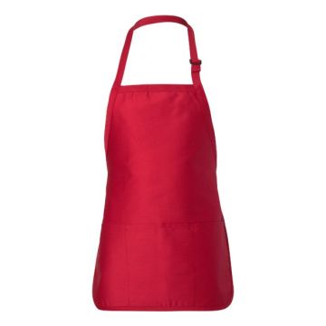 Q-tees Q4250 Full-Length Apron with Pouch Pocket - One Size - Red