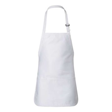 Q-tees Q4250 Full-Length Apron with Pouch Pocket - One Size - White